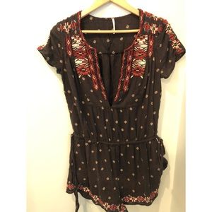 Free People embroidered one piece jumper romper size small